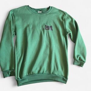 Green cat crewneck sweatshirt with black cat design #catsofinstagram #kawaii